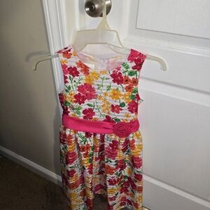 Floral Kids Formal Dress with Pink Accents